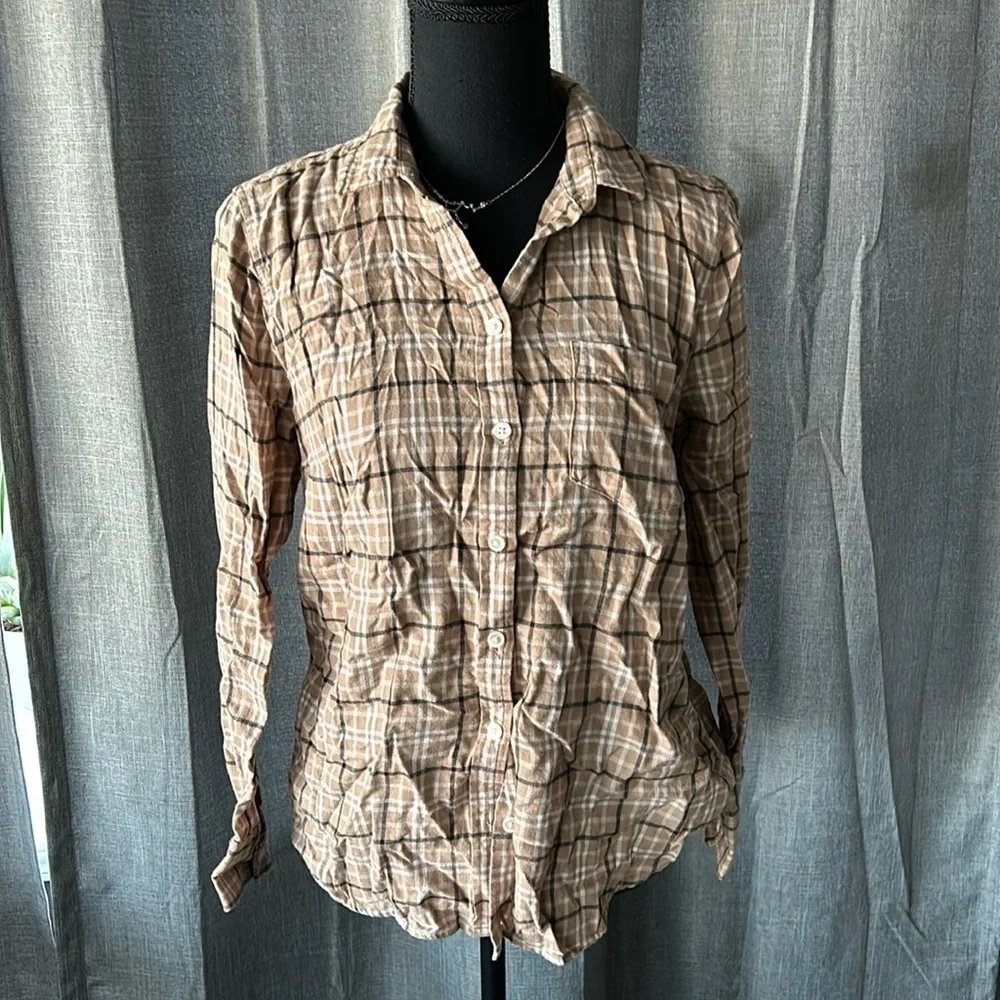 Tan Plaid J. Crew Button Up